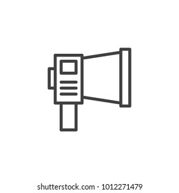 Megaphone line icon, outline vector sign, linear style pictogram isolated on white. Loudspeaker, bullhorn symbol, logo illustration. Editable stroke