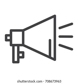 Megaphone line icon, outline vector sign, linear style pictogram isolated on white. Symbol, logo illustration. Editable stroke.
