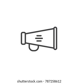 Megaphone line icon, outline vector sign, linear style pictogram isolated on white. Bullhorn, announcement symbol, logo illustration. Editable stroke