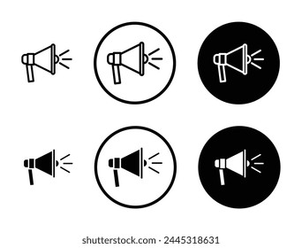 Megaphone line icon set. Public announcement loudspeaker line icon. Political advertisement promotion loud speaker sign suitable for apps and websites UI designs.