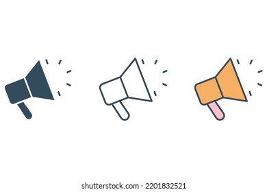 Icono de línea Megaphone. Ilustración de elemento simple.  Diseño de símbolos de contorno de concepto megáfono.