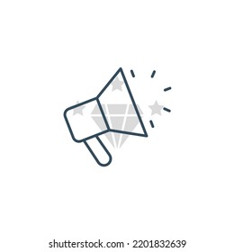 Icono de línea Megaphone. Ilustración de elemento simple.  Diseño de símbolos de contorno de concepto megáfono.