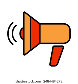 Megaphone line icon. Speaker, megaphone, announcement, communication, loudspeaker, advertise, message, promotion, public, alert, broadcasting notification, marketing, sound, voice, speech, information