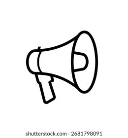 Vector del icono de la línea del megáfono aislado en el fondo blanco