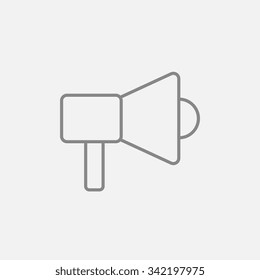 Megaphone line icon for web, mobile and infographics. Vector dark grey icon isolated on light grey background.