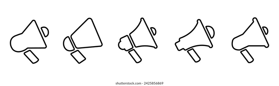 Megaphone line icons set simple vector	