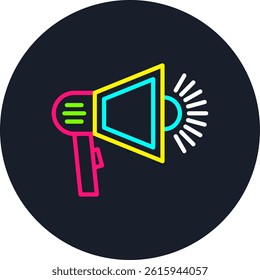 Megaphone Line Multi Colour Circle