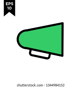 megaphone line outline with green color new icon designs logo vector illustration template