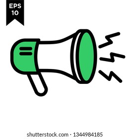 megaphone line outline with green color new icon designs logo vector illustration template