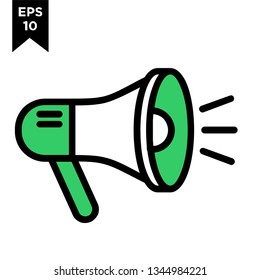 megaphone line outline with green color new icon designs logo vector illustration template