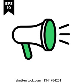 megaphone line outline with green color new icon designs logo vector illustration template
