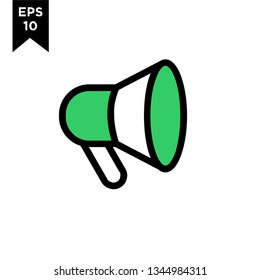 megaphone line outline with green color new icon designs logo vector illustration template
