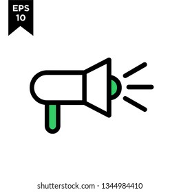 megaphone line outline with green color new icon designs logo vector illustration template
