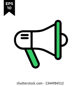 megaphone line outline with green color new icon designs logo vector illustration template