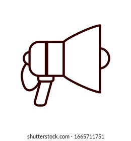 Megaphone line style icon design, Amplifer speaker bullhorn announce speech message communication and loud theme Vector illustration