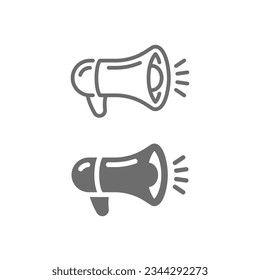 Megaphone Linie Vektorsymbol gesetzt. Lautsprecher, Lautsprecher-Umriss und Füllsymbole.