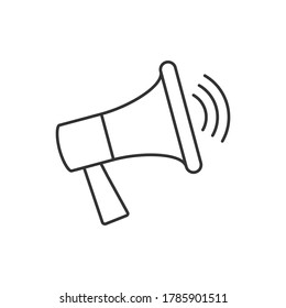 Icono lineal Megáfono sobre fondo blanco. Símbolo de publicidad