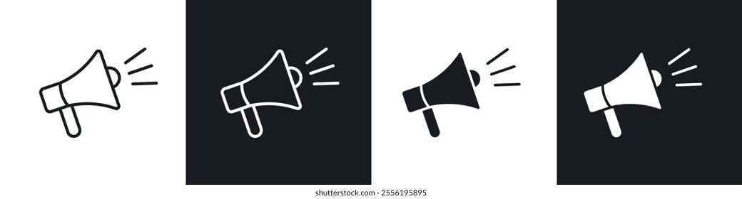 Megaphone linear icon set for app, and web design.