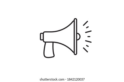 Megaphone Linear Icon, Vector Design With Editable Stroke. Loudspeaker, Bullhorn Symbol.