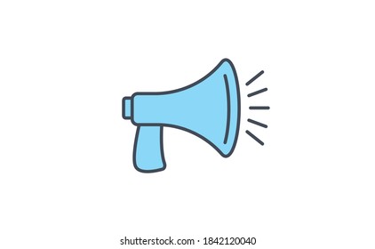 Megaphone lineares Symbol, Vektordesign mit bearbeitbarem Strich. Lautsprecher, Stierhornsymbol.