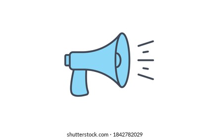 Megaphone linear icon, vector design with editable stroke. Loudspeaker, bullhorn symbol.