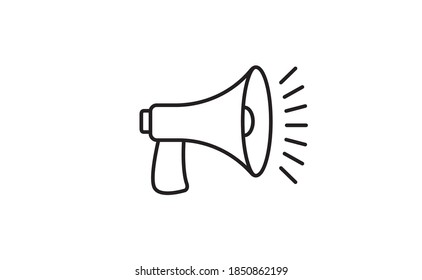 Megaphone linear icon, vector design with editable stroke. Loudspeaker, bullhorn symbol.