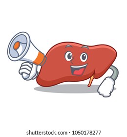 With megaphone liver character cartoon style