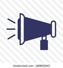 megaphone loadspeaker  icon. isolated in striped background