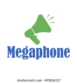 Megaphone logo and lightning. Loudspeaker icon. Eps10.