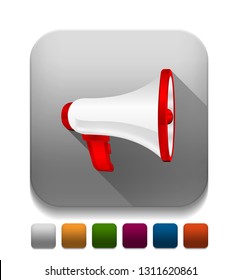 Megaphone With Long Shadow Over App Button