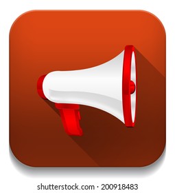 megaphone With long shadow over app button
