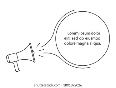 Megaphone or loud speaker with speech bubble and space for your text. Loudspeaker banner for announcement. Vector illustration.