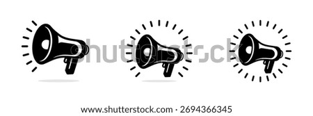 Megaphone for loud speaking vector filled icon set