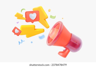 Megaphone and loudspeaker for the attention of the holiday sale on social networks. Banner for an online store, shopping online at favorable discounts.