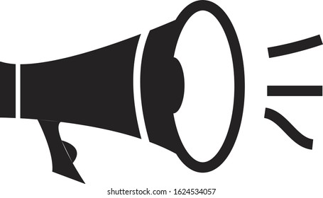 Megaphone and loudspeaker, audio speaker, volume icons. Control power sound button illustration
