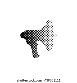 Megaphone; loudspeaker - black vector icon;  halftone illustration