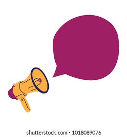 Megaphone or Loudspeaker with blank speech bubble. Concept for social networks, announcement, promotion and advertising. Vector illustration in flat style isolated on white background