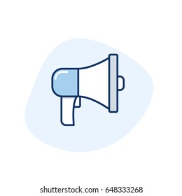 Megaphone Loudspeaker Bullhorn Outlined Line Icon Vector 