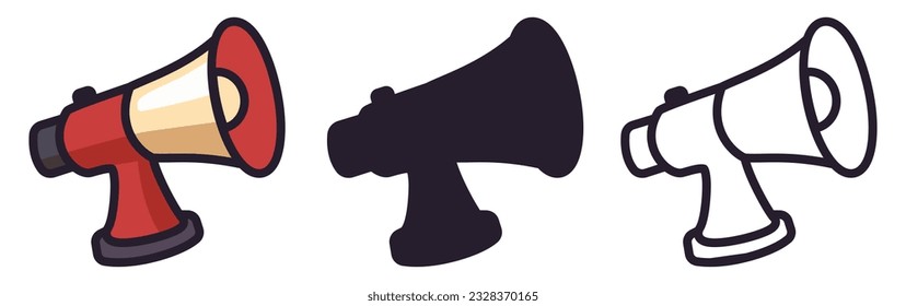 Megáfono. Icono de la caricatura del altavoz. Icono del vector aislado en fondo blanco. Vector clipart.