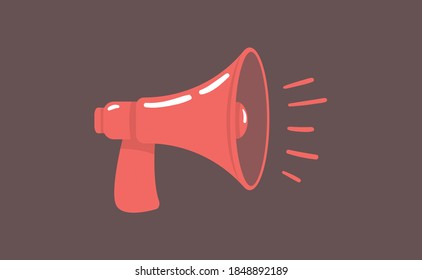 Megaphone, Loudspeaker cartoon vector illustration. Alert and announcement symbol.