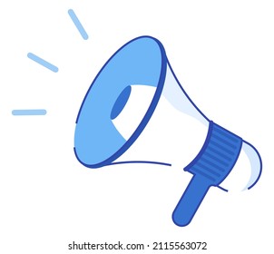Megaphone, loudspeaker, device for loud sound reproduction. Human speech loudness amplifier. Device for converting electrical signals into acoustic. Shoutbox for loud announcements, advertisements svg
