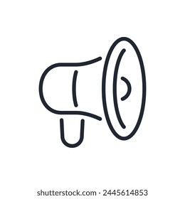 Megaphone and loudspeaker editable stroke outline icon isolated on white background flat vector illustration. Pixel perfect. 64 x 64