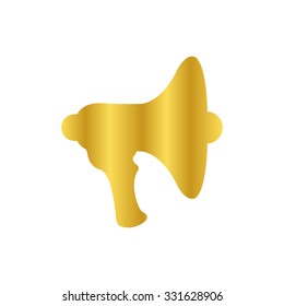 Megaphone, loudspeaker - gold vector icon
