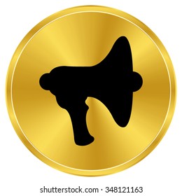 Megaphone; loudspeaker - gold vector icon