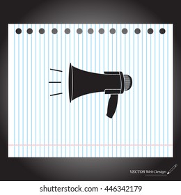 Megaphone, loudspeaker icon. 