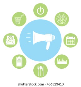 Megaphone, loudspeaker icon. 
