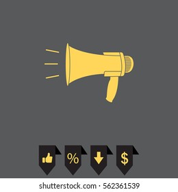 Megaphone, loudspeaker icon. 