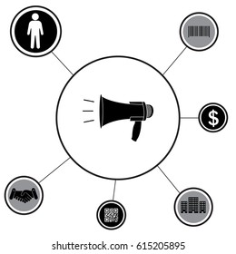 Megaphone, loudspeaker icon. 