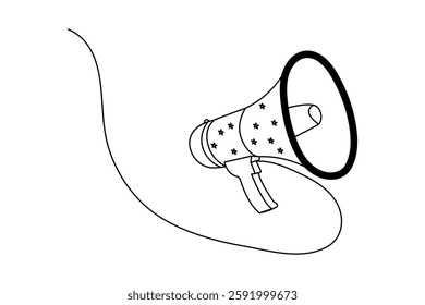 Megaphone loudspeaker icon continuous single line drawing of Minimalist style vector illustration on white background