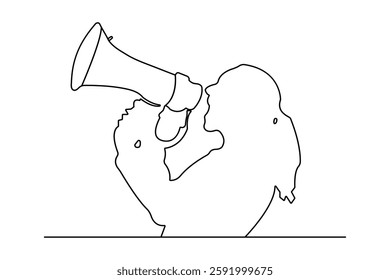 Megaphone loudspeaker icon continuous single line drawing of Minimalist style vector illustration on white background